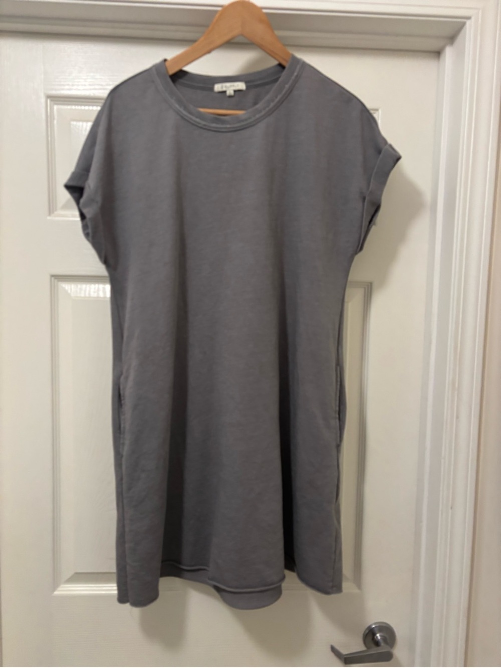 ZSUPPLY Casual Knit Everyday Short Sleeve Gray T-Shirt Dress